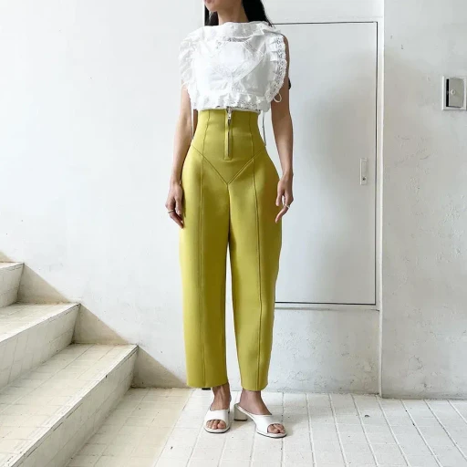 Urethane High-Waist Pants