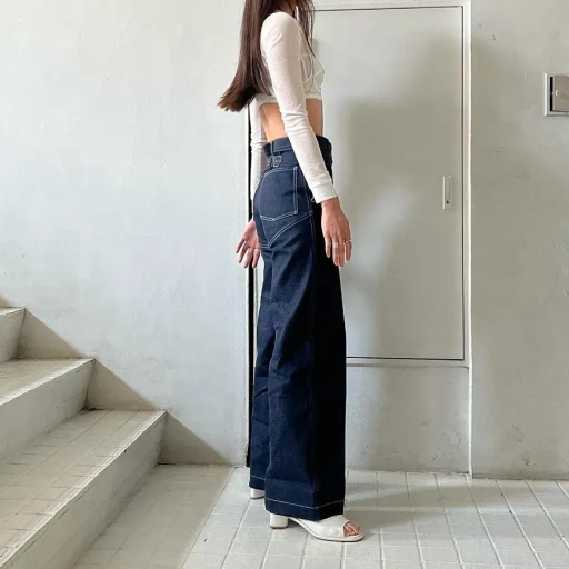Denim High-Waist Buggy Pants