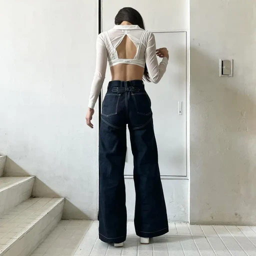 Denim High-Waist Buggy Pants