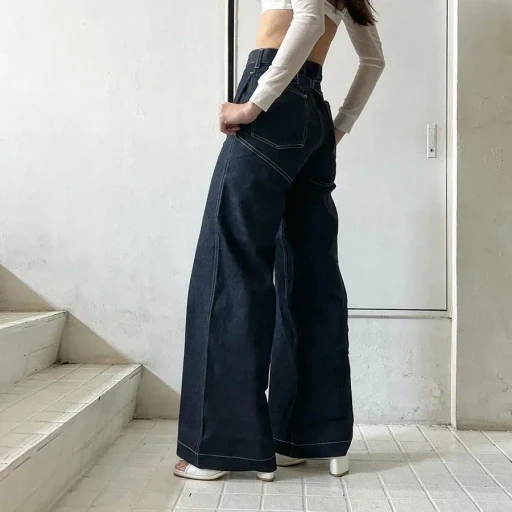 Denim High-Waist Buggy Pants