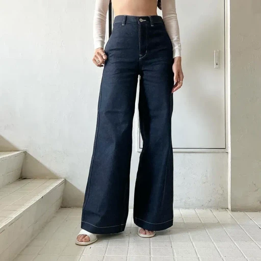 Denim High-Waist Buggy Pants