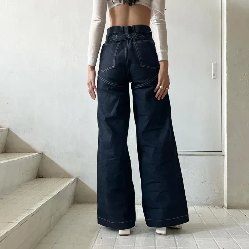 Denim High-Waist Buggy Pants