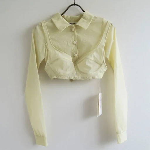 Stretch Taffeta Layered Bra Top Shirt