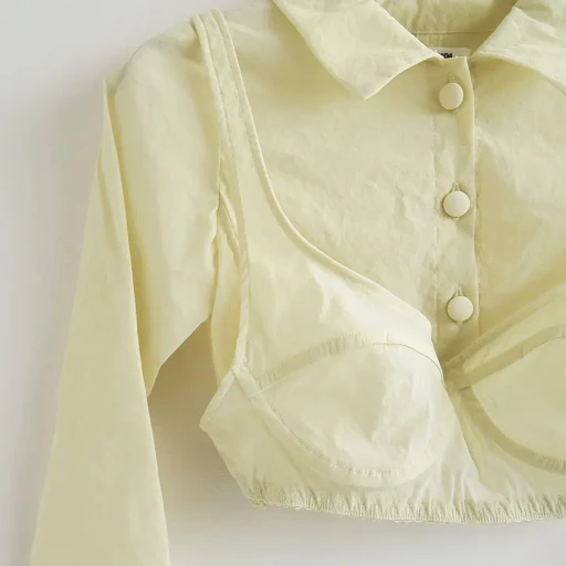 Stretch Taffeta Layered Bra Top Shirt