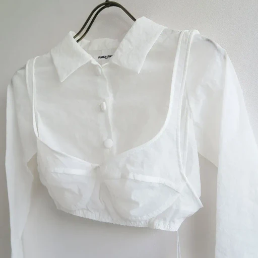 Stretch Taffeta Layered Bra Top Shirt