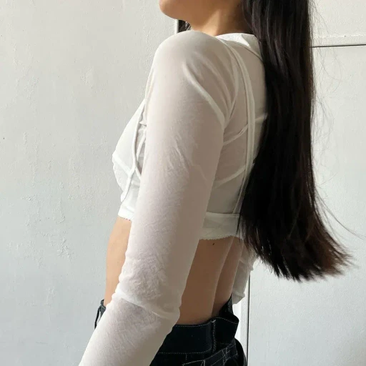 Stretch Taffeta Layered Bra Top Shirt