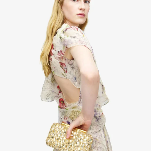 Meadow Floral Print Asymmetric Evening Dress