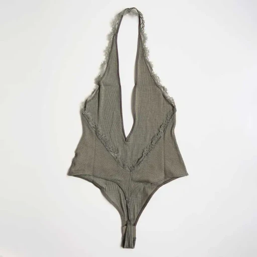 Rib Halter-Neck Bodysuit