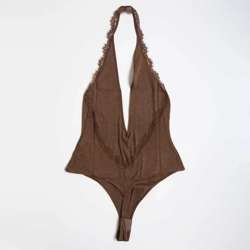 Rib Halter-Neck Bodysuit