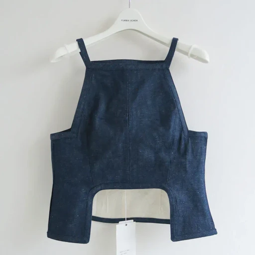 Nepped Denim Square-Neck Top