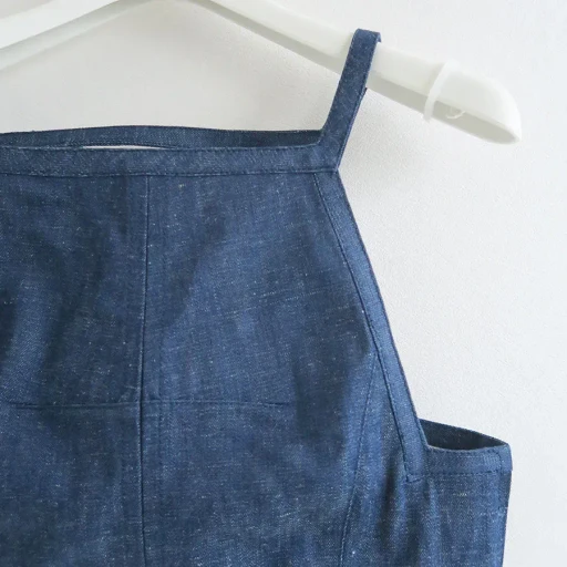 Nepped Denim Square-Neck Top