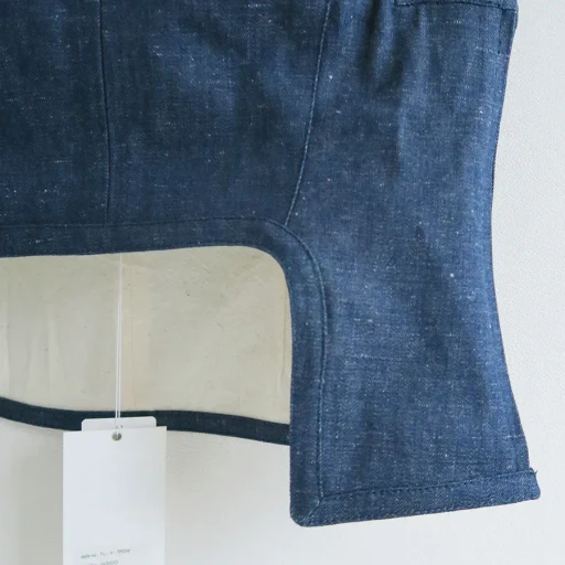 Nepped Denim Square-Neck Top