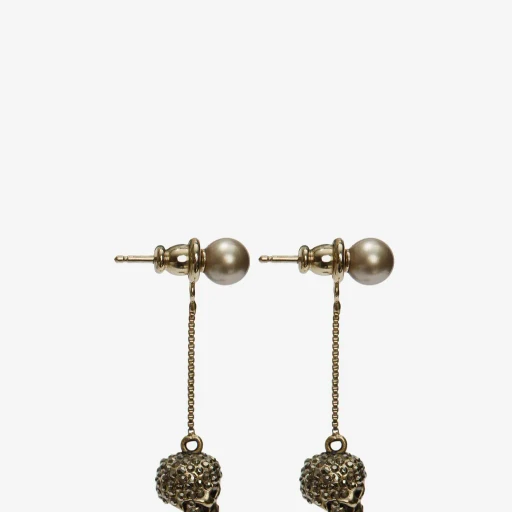 Pave Skull Chain Earrings