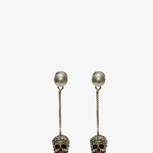 Pave Skull Chain Earrings