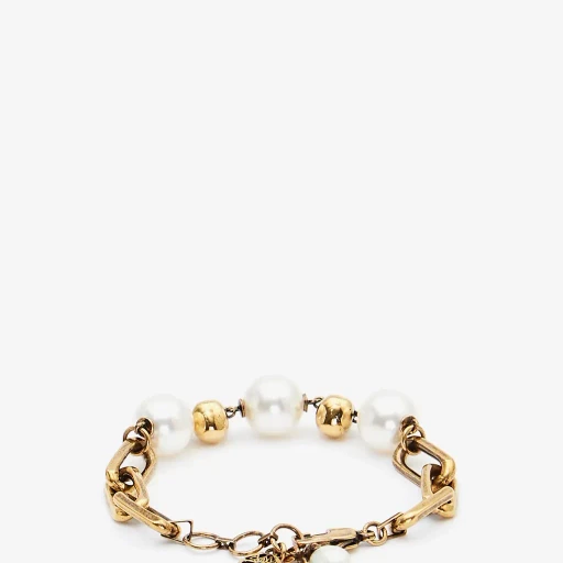 Pearl-Like Skull Chain Bracelet
