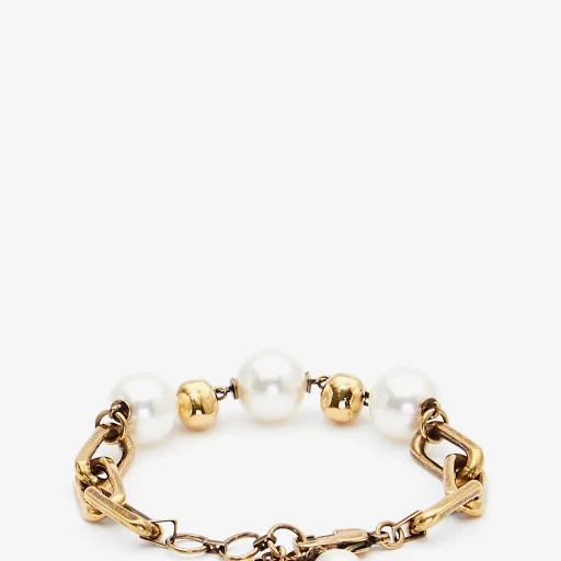 Pearl-Like Skull Chain Bracelet