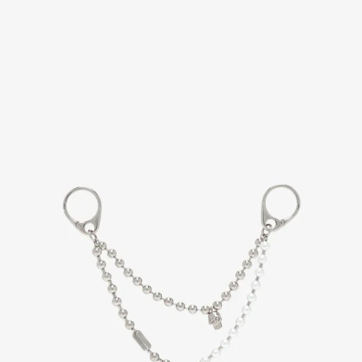 Pearl & Skull Double Chain Charm