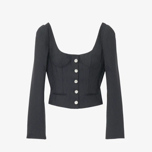 Pinstriped Fitted Jacket