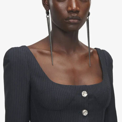Pinstriped Fitted Jacket