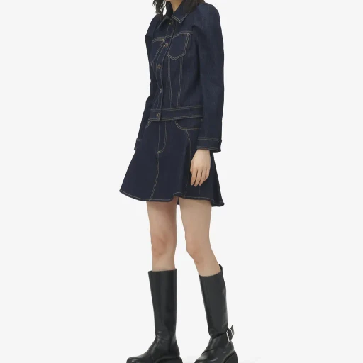 Pinched Shoulder Denim Jacket