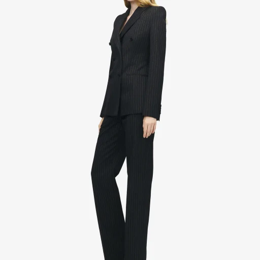 Pinstriped Double-Breasted Jacket