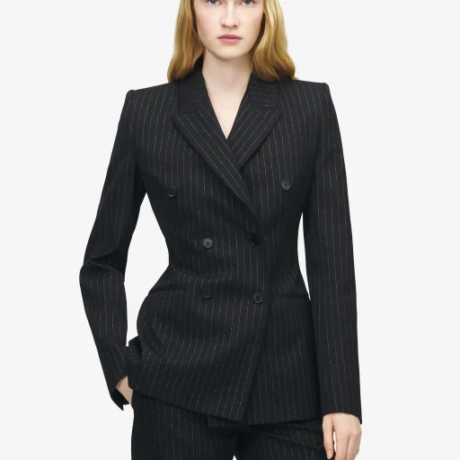 Pinstriped Double-Breasted Jacket