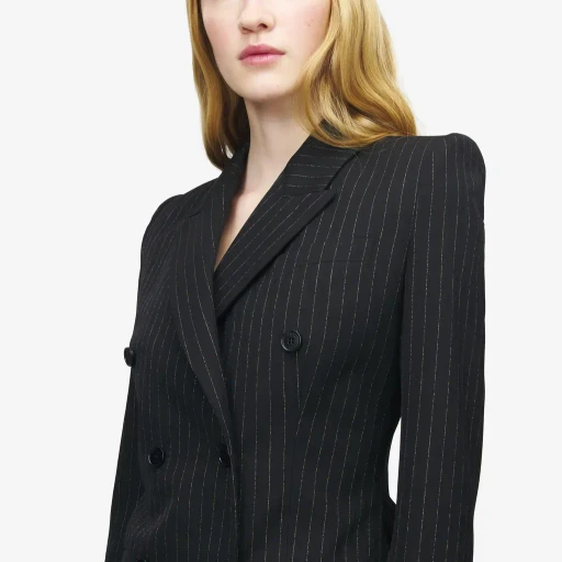 Pinstriped Double-Breasted Jacket