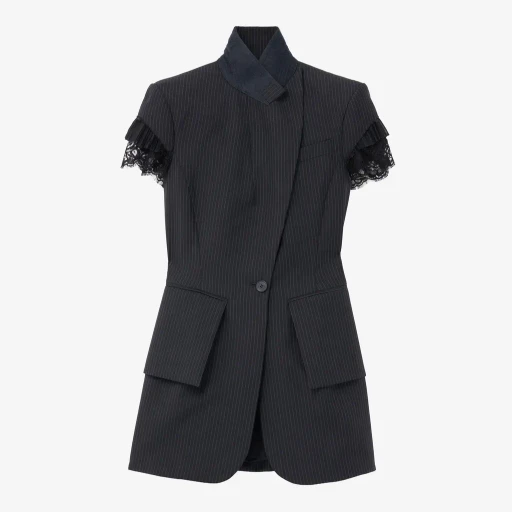 Pinstriped Short-Sleeved Jacket