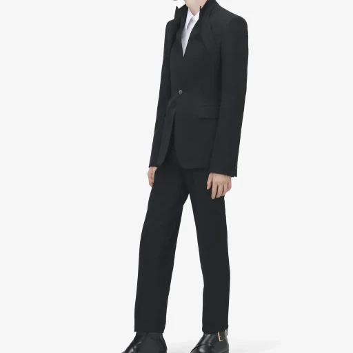 Reverse Lapel Single-Breasted Jacket
