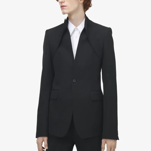 Reverse Lapel Single-Breasted Jacket