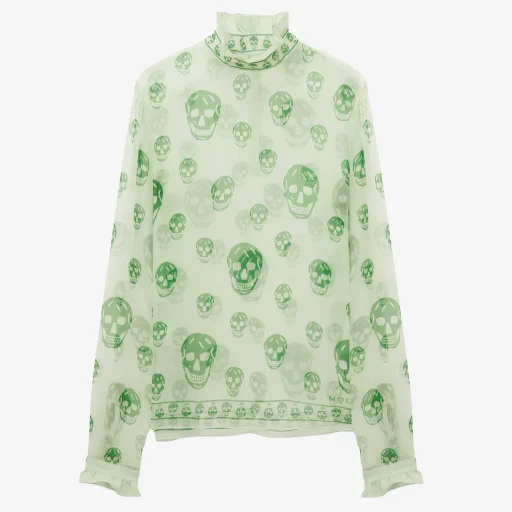 Silk Chiffon Skull Print Top