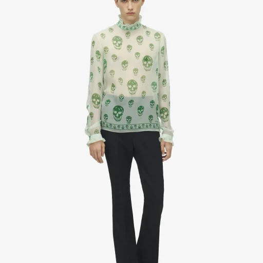 Silk Chiffon Skull Print Top