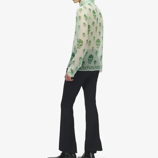 Silk Chiffon Skull Print Top