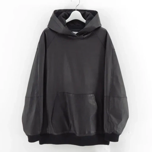 Bonded Leather Hooded Pullover