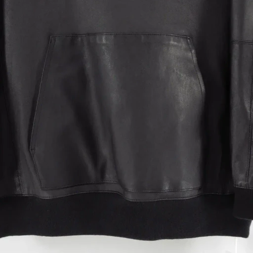 Bonded Leather Hooded Pullover