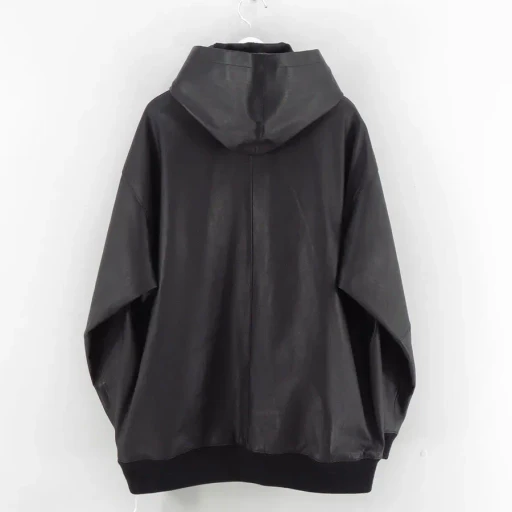 Bonded Leather Hooded Pullover