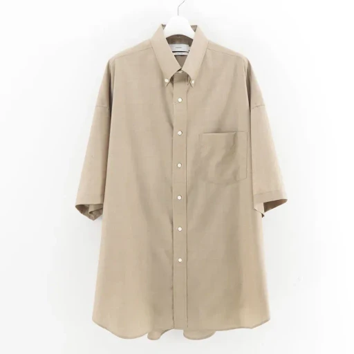 Fine Wool Heather Oversized S/S B.D. Shirt