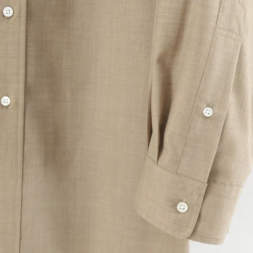 Fine Wool Heather Oversized L/S B.D. Shirt