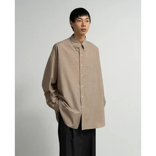 Fine Wool Heather Oversized L/S B.D. Shirt