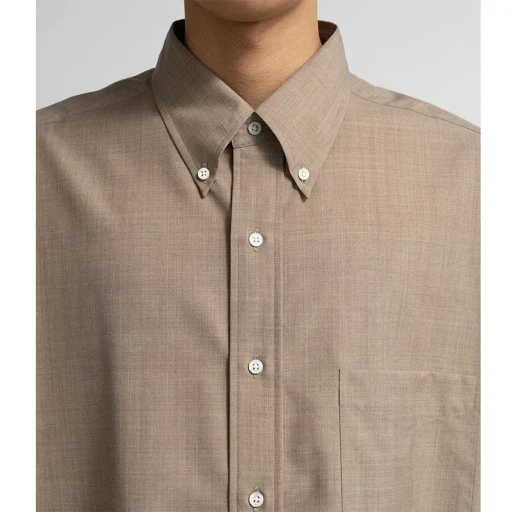 Fine Wool Heather Oversized L/S B.D. Shirt