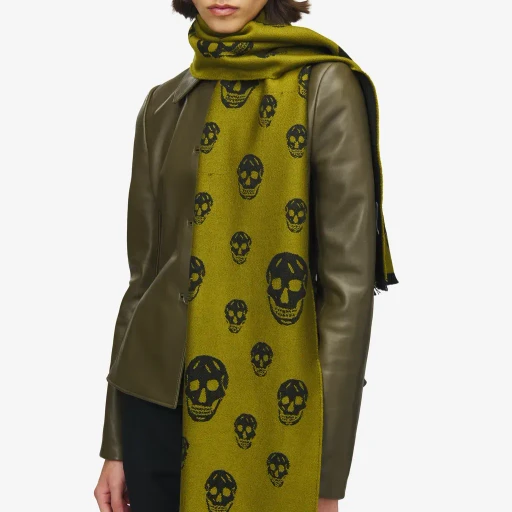 Skull Wool Jacquard Scarf