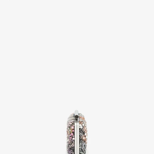Smashed Floral Embroidery T-Bar Box Clutch