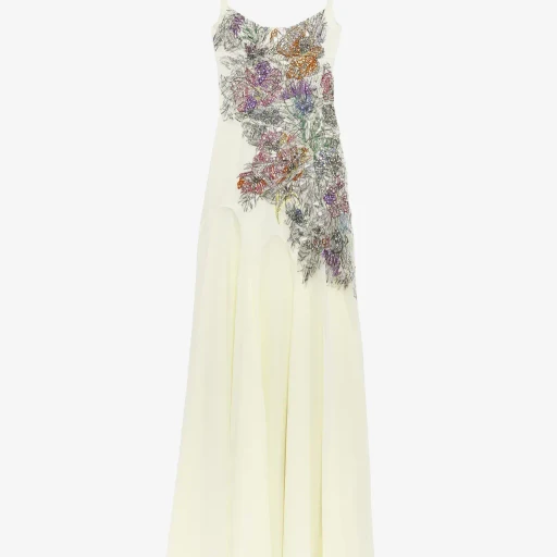 Smashed Floral Embroidery Evening Dress