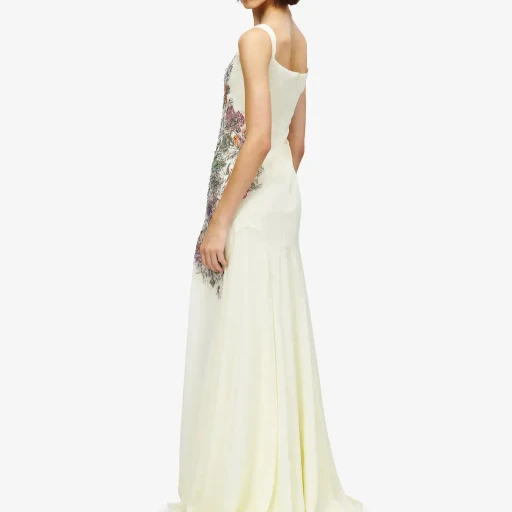 Smashed Floral Embroidery Evening Dress