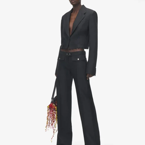 Straight Leg Trousers With Zip