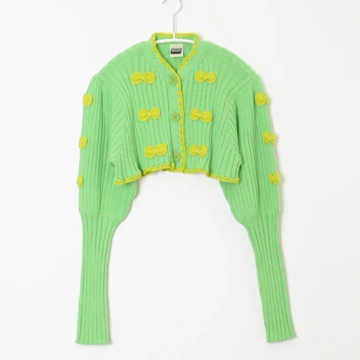 Ribbon Cropped Knit Cardigan