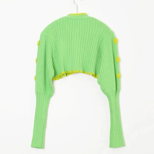 Ribbon Cropped Knit Cardigan