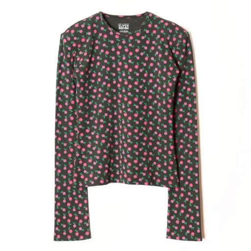 Super Rib Padded Shoulder Crew-Neck L/S Tops