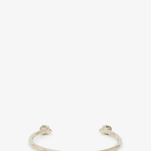 Thin Jeweled Twin Skull Bracelet