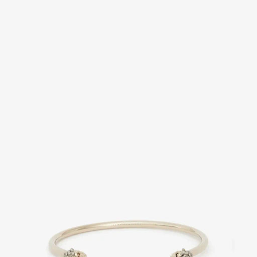 Thin Jeweled Twin Skull Bracelet